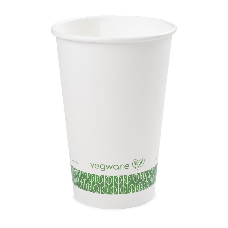 1000 Gobelets boissons chaudes compostables Vegware blancs 45,5 cl (x1000)