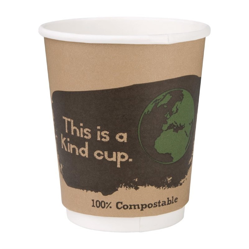 500 Gobelets boissons chaudes compostables en PLA double paroi Fiesta Compostable 227ml (x500)