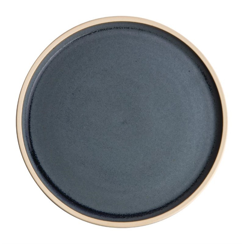 6 Assiettes plates bord droit granit bleu Olympia Canvas 18 cm 