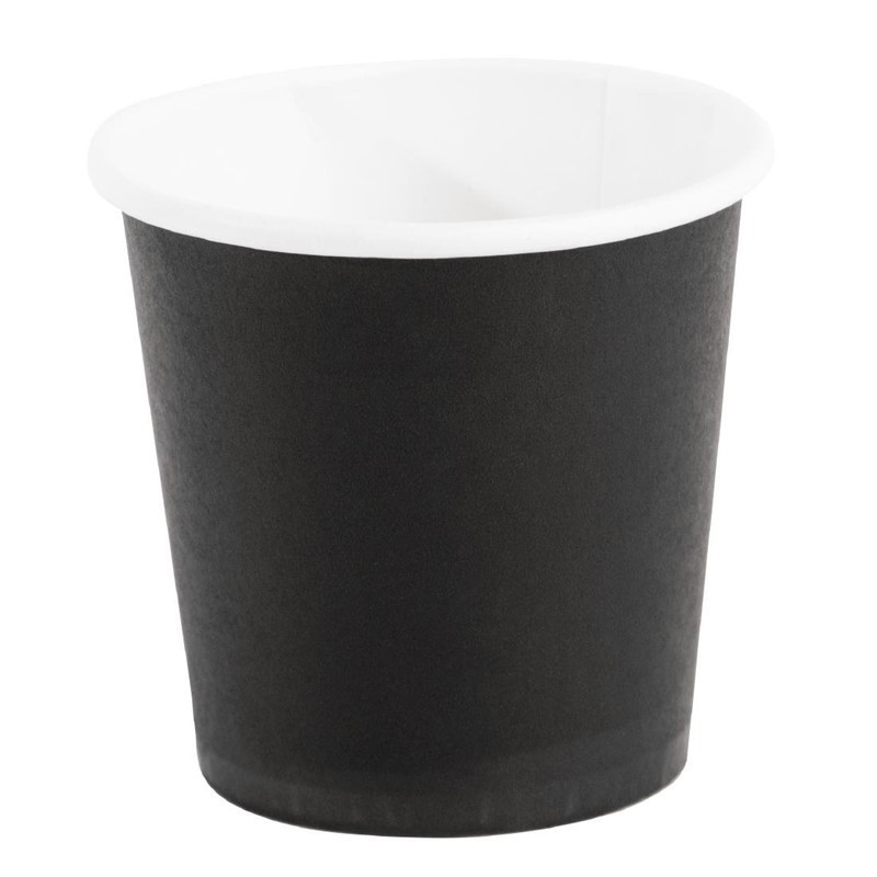 50 Gobelets jetables à café espresso Fiesta Recyclable noirs 120ml x50