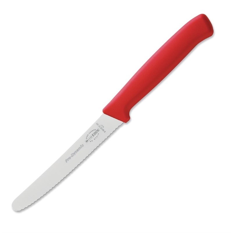 Couteau universel denté Dick Pro Dynamic rouge 110mm