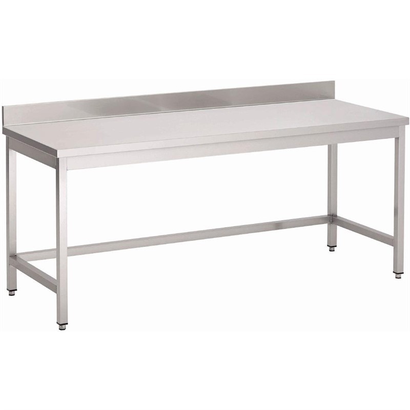 Table inox sans étagère basse avec dosseret Gastro M 1200 x 700 x 850mm
