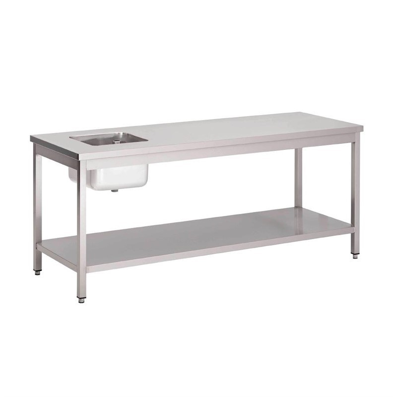 Table du chef inox avec étagère basse Gastro M 1400 x 700 x 850mm