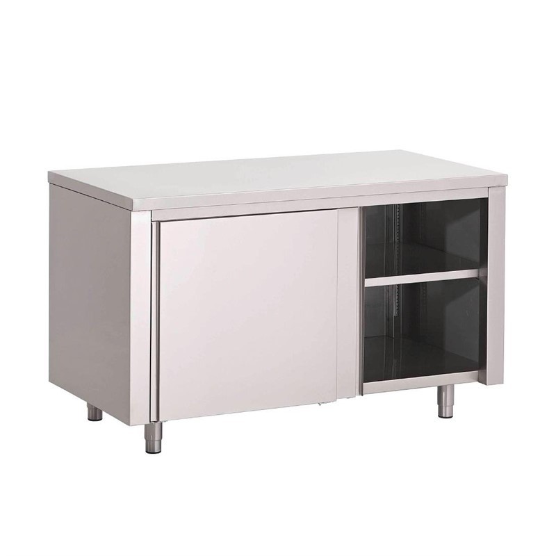 Table armoire inox avec portes coulissantes Gastro M 1000 x 700 x 880mm