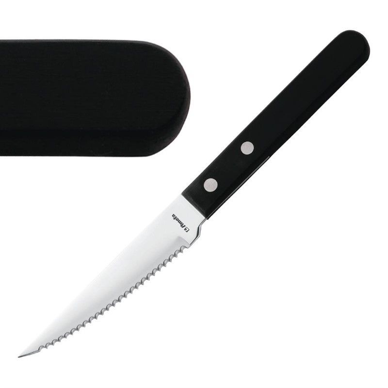 12 Couteau à steak Amefa manche noir 217mm