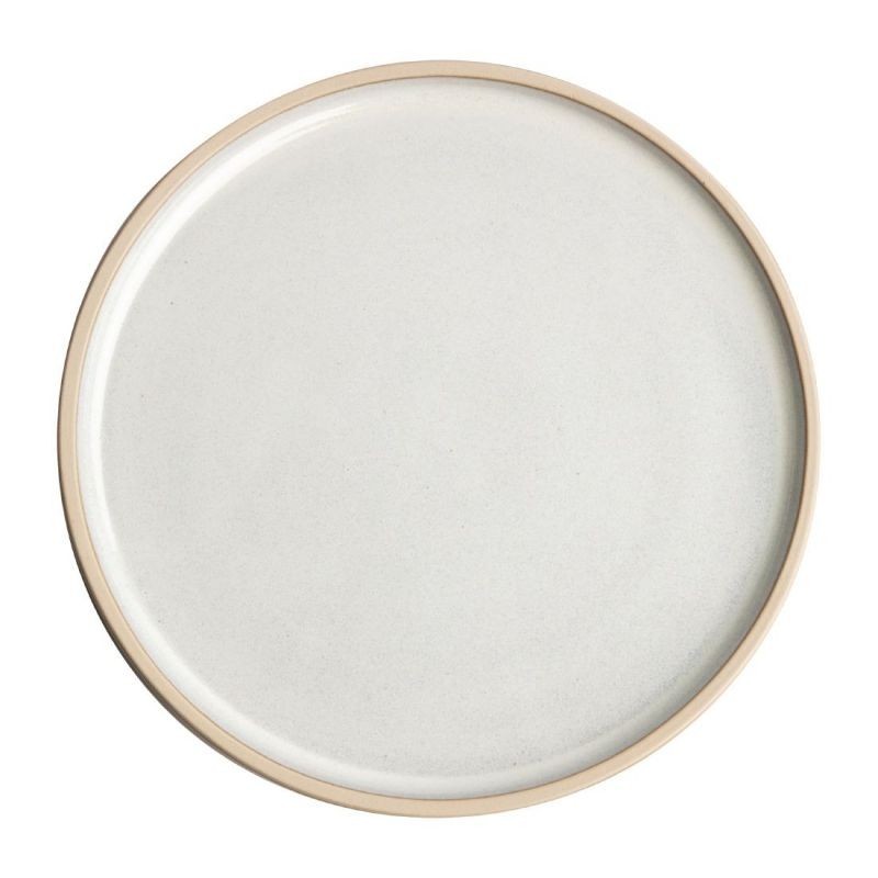 6 Assiettes plates bord droit beige moucheté Olympia Canvas 25 cm 