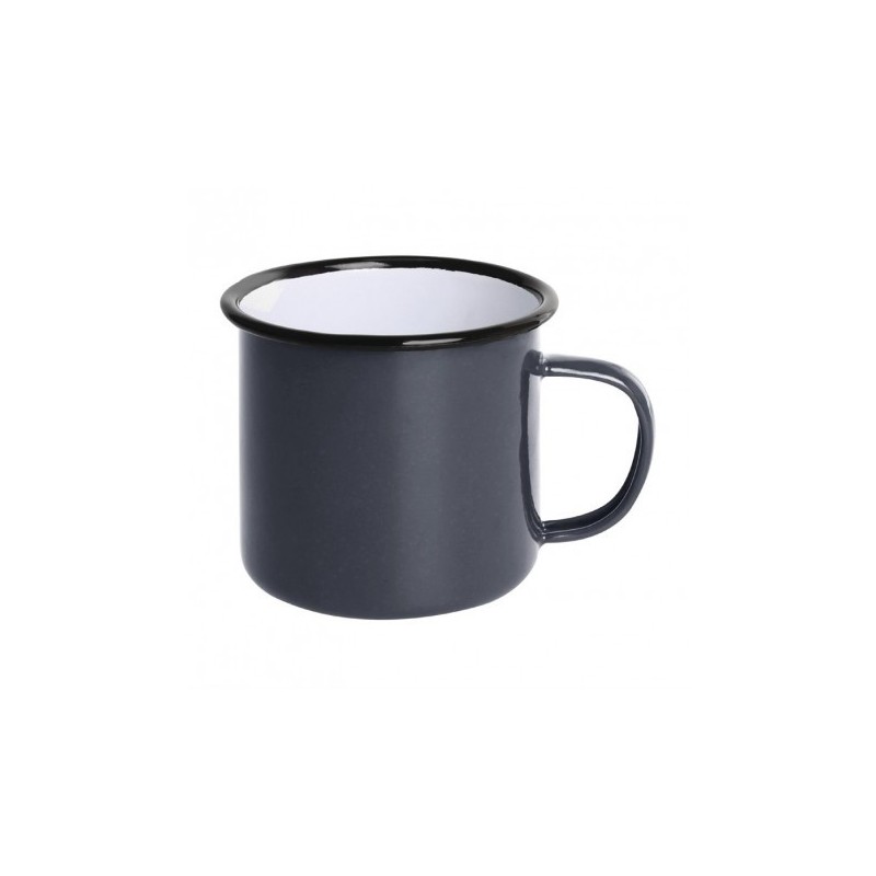 6 Mugs en acier émaillé gris et noir Olympia 350ml