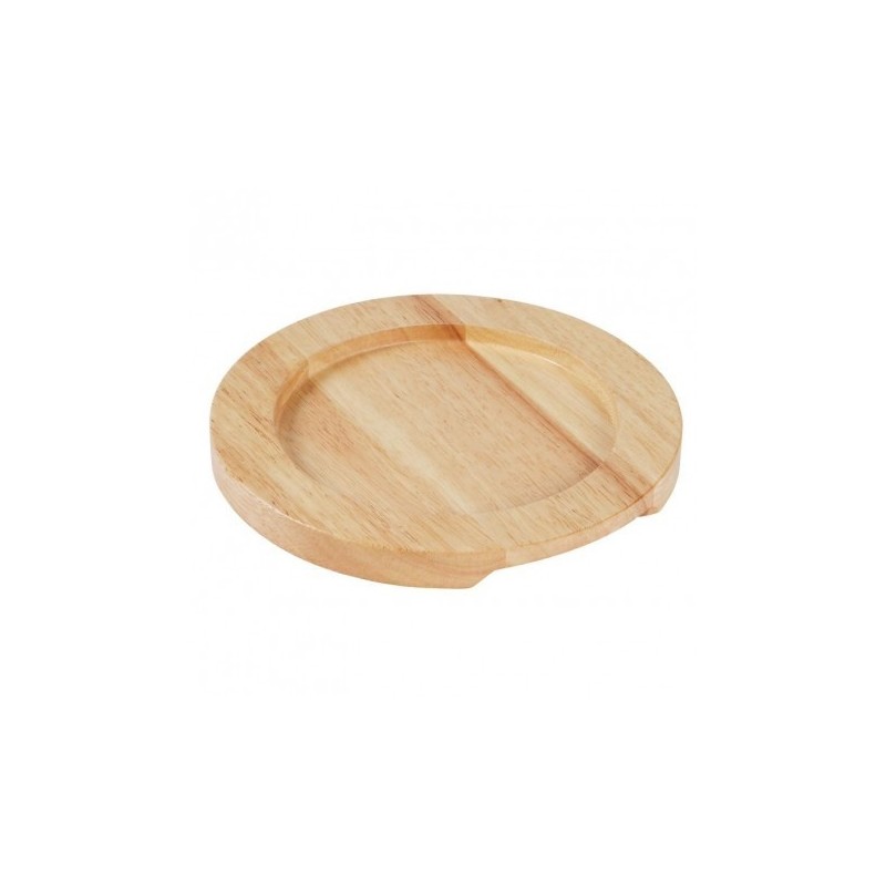 Support en bois clair pour plat rond en fonte avec oreilles GJ554 Olympia