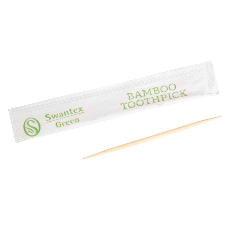 1000 Cure-dents en bambou biodégradables emballés individuellement Swantex