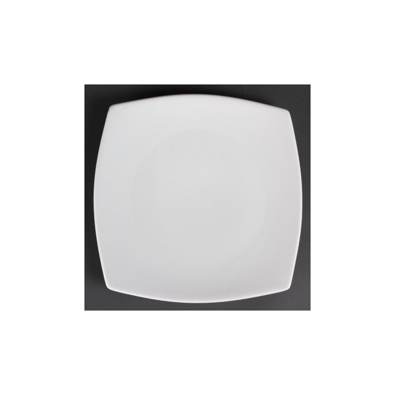 6 Assiettes carrées bords arrondis blanches Olympia 305mm