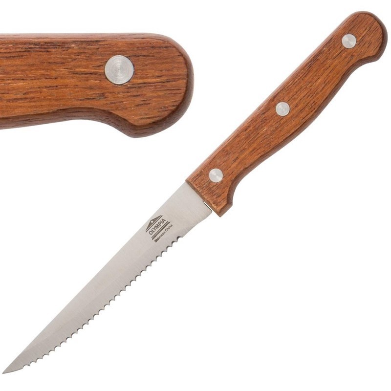 12 Couteaux à viande Olympia manche en bois