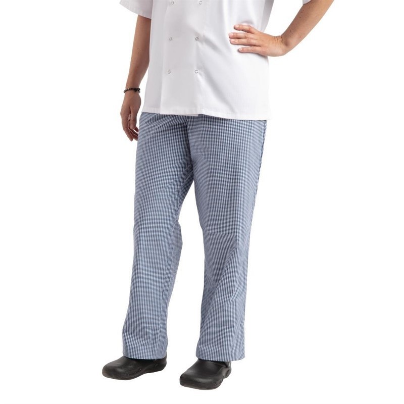 Pantalon de cuisine Whites Easyfit à petits carreaux bleus M