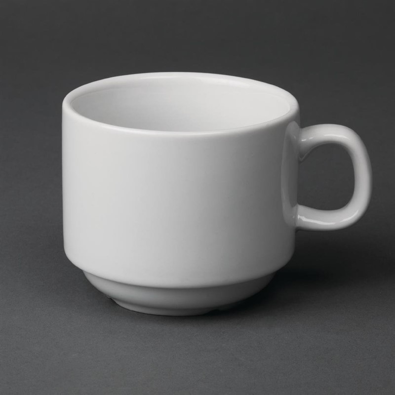 12 Tasse à thé empilable blanche whiteware Olympia 200ml