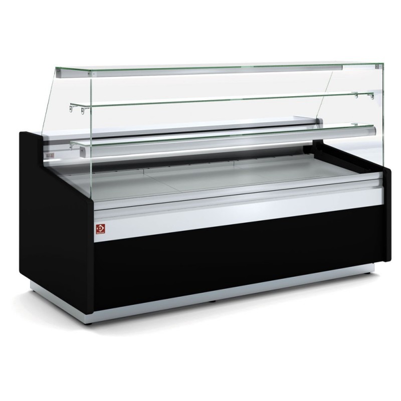 Comptoir vitrine ventilé, vitre pâtisserie, avec réserve - NOIR