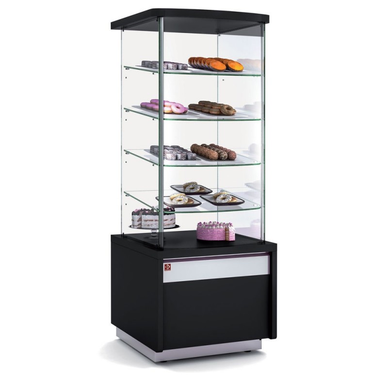 Meuble neutre avec vitrine de présentation haute – NOIR