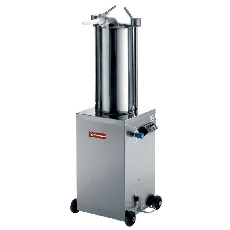Poussoir hydraulique vertical en inox, 15 litres sur roues