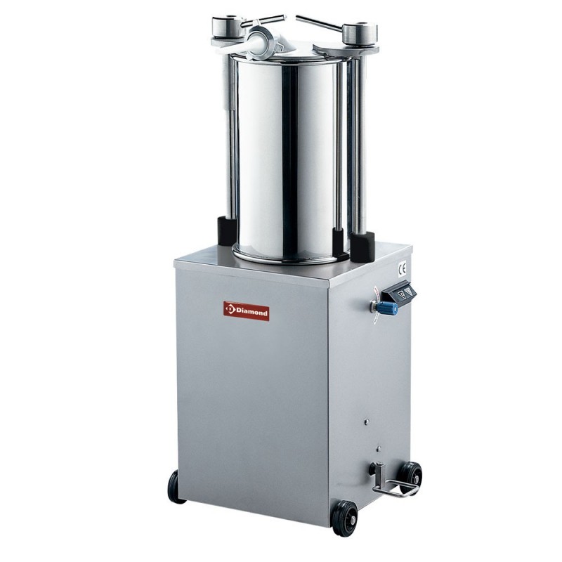 Poussoir hydraulique vertical en inox, 25 litres sur roues