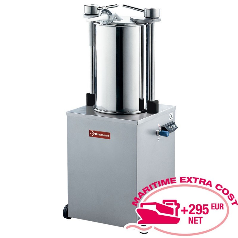 Poussoir hydraulique vertical en inox, 35 litres sur roues