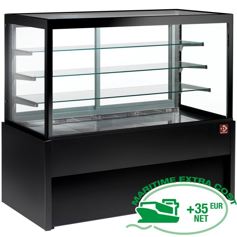 Comptoir vitrine panoramique, chauffante, 4 niveaux, sans réserve - NOIR