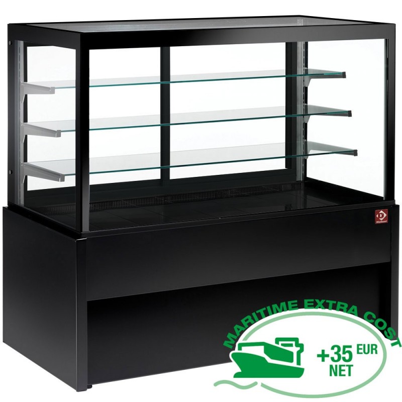 Comptoir vitrine panoramique, neutre, 4 niveaux, sans réserve - NOIR