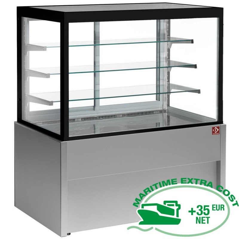 Comptoir vitrine panoramique, chauffante, 4 niveaux, sans réserve - GRIS