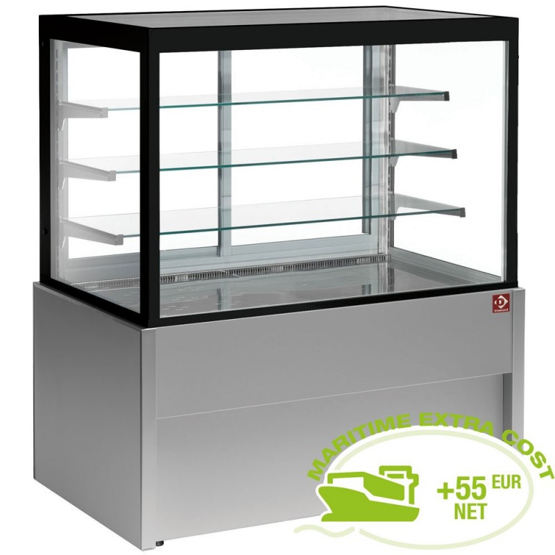 Comptoir vitrine panoramique, chauffante, 4 niveaux, sans réserve - GRIS