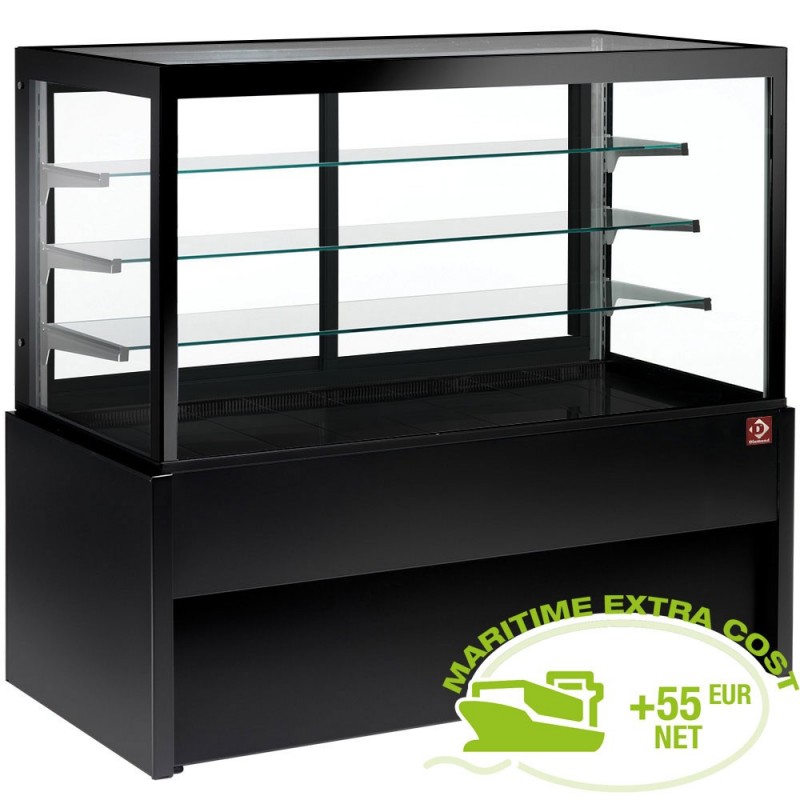 Comptoir vitrine panoramique, neutre, 4 niveaux, sans réserve - NOIR