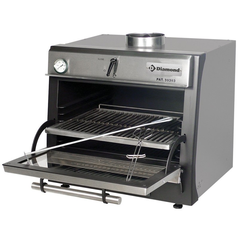 Four-BBQ à charbon, GN 1/1 (60 Kg/h)/Inox