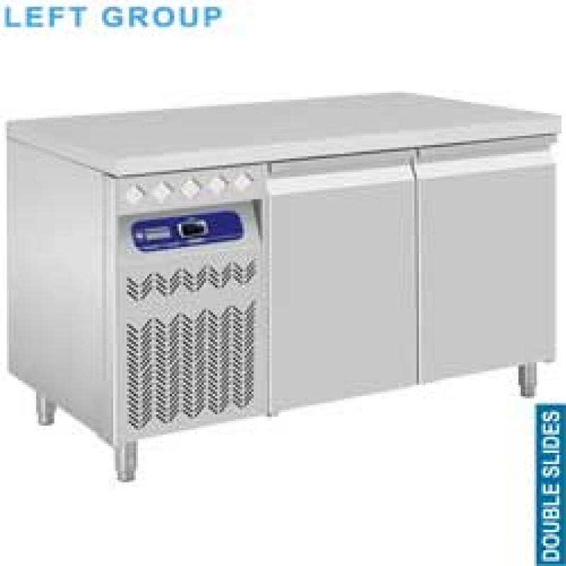 Table frigorifique ventilée, 2 portes GN 1/1, groupe à gauche