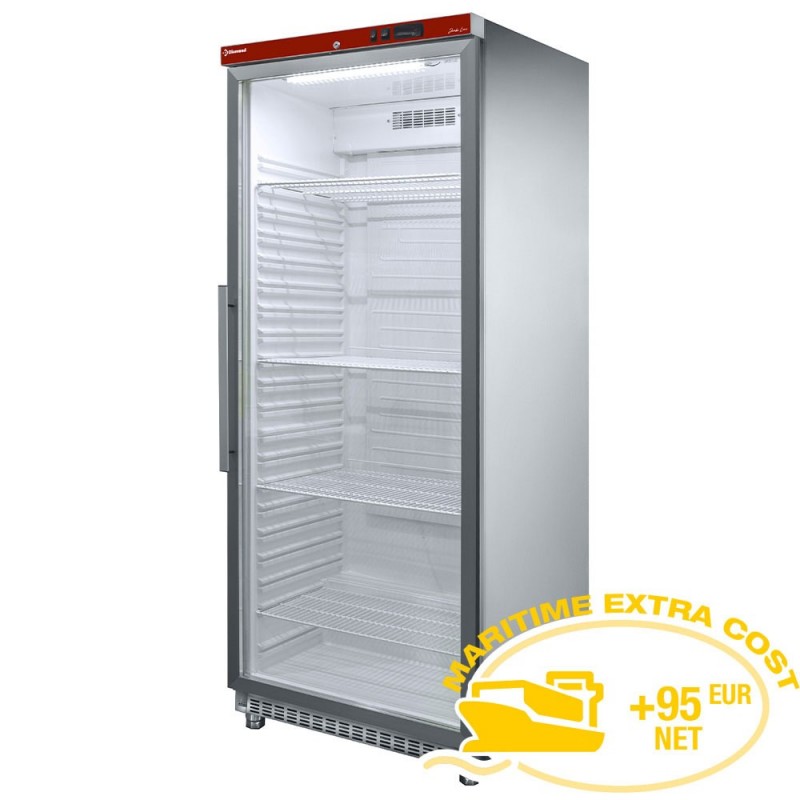 Armoire frigorifique GN 2/1, porte vitrée, ventilée, 600 Lit. acier inox