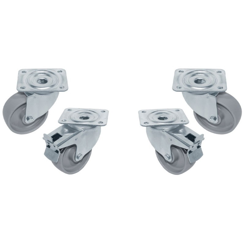 Kit 4 roues pivotantes armoires, 2 avec freins