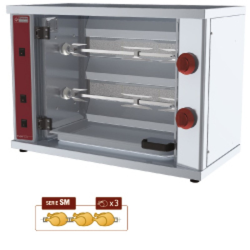 Rôtissoire à poulets gaz, 2 broches (6 poulets) SMALL