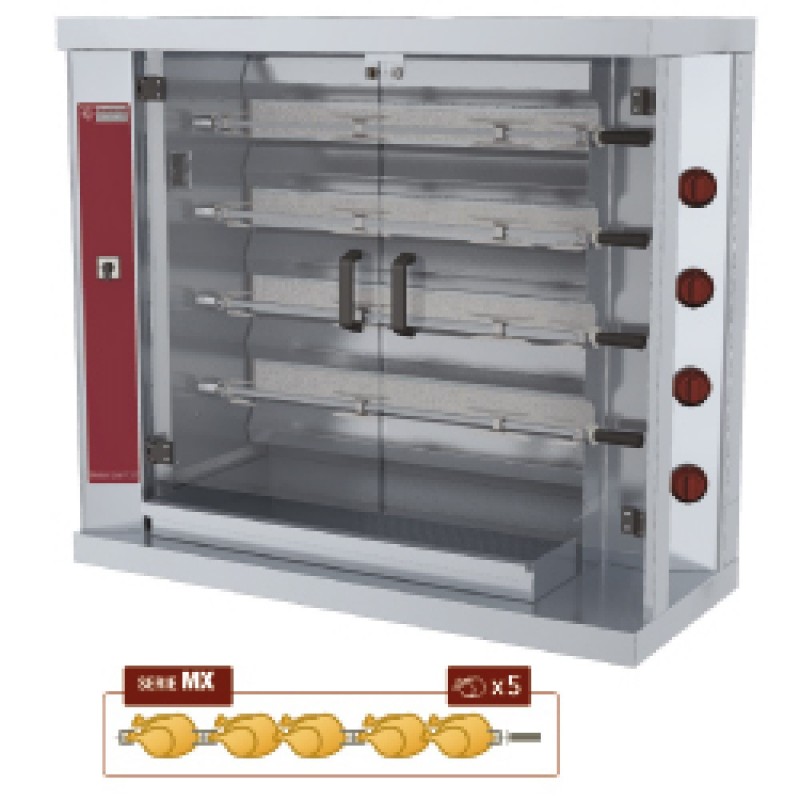Rôtissoire à poulets gaz, 4 broches (20 poulets)