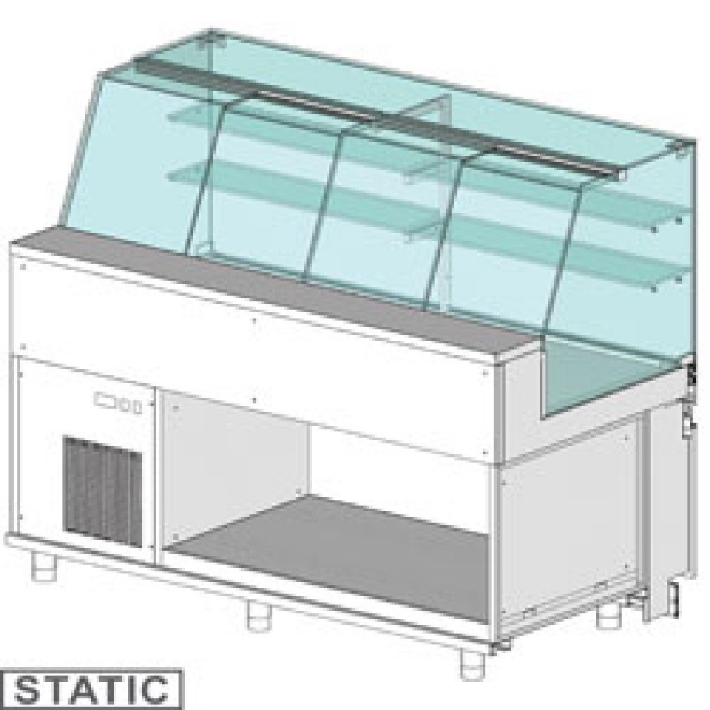 Comptoir vitrine réfrigéré EN & GN, vitre haute, statique, sans réserve