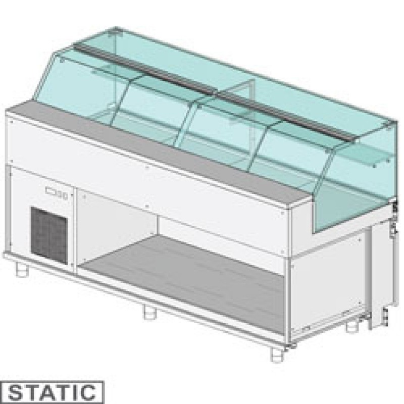 Comptoir vitrine réfrigéré EN & GN, vitre basse, statique, sans réserve
