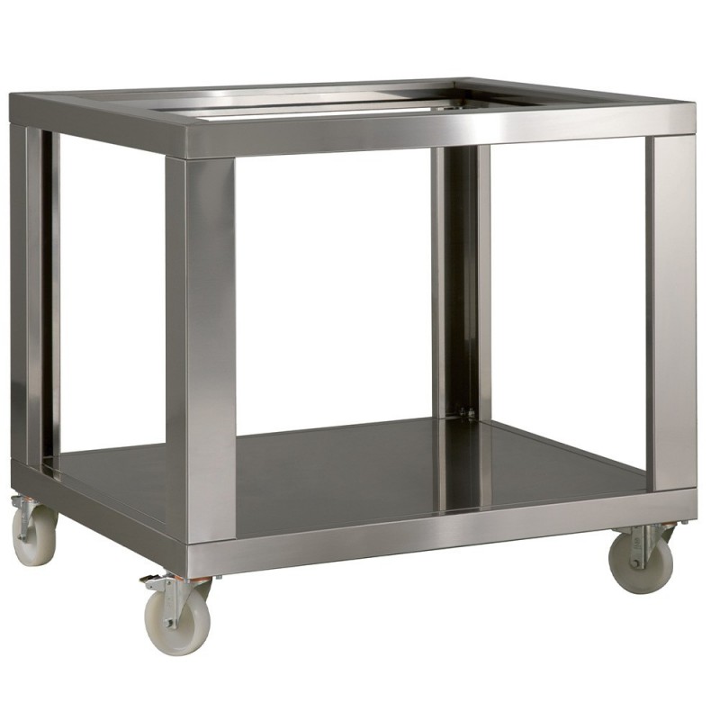 Support en acier "simili inox" x 2x GL6/33, avec roues, 2 avec freins