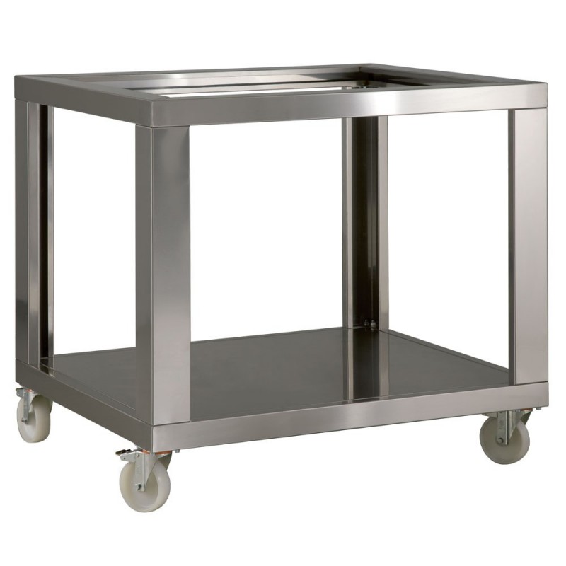 Support en acier "simili inox" x 2x GL4/33, avec roues, 2 avec freins