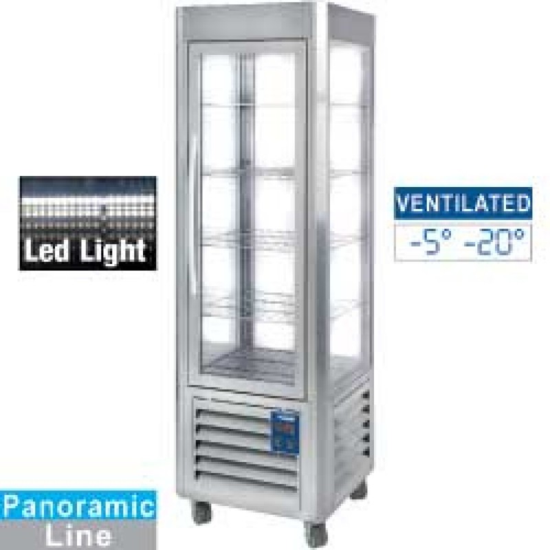 Vitrine panoramique, 5 grilles, 360 LT, Inox.