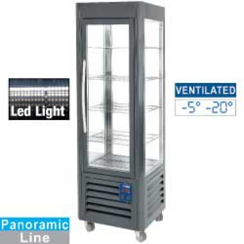 Vitrine panoramique, 5 grilles, ventilée, 360 LT, Anthracite