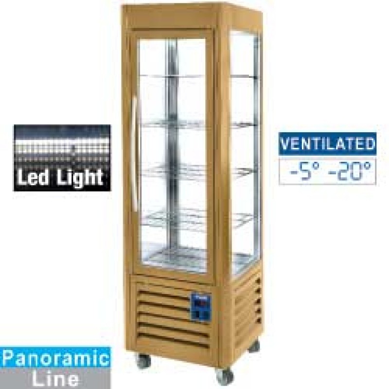 Vitrine panoramique, 5 grilles, ventilée, 360 LT, Gold