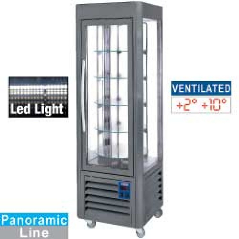 Vitrine panoramique, 5 plateaux tournants, 360 LT, Anthracite