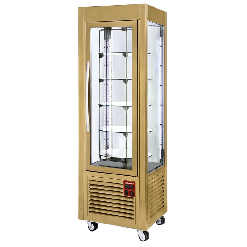Vitrine panoramique, 5 plateaux tournants, 360 LT, Gold