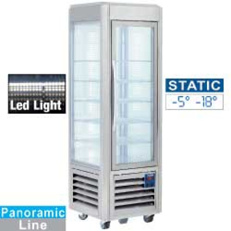 Vitrine panoramique, 5 niveaux, 360 LT, inox.
