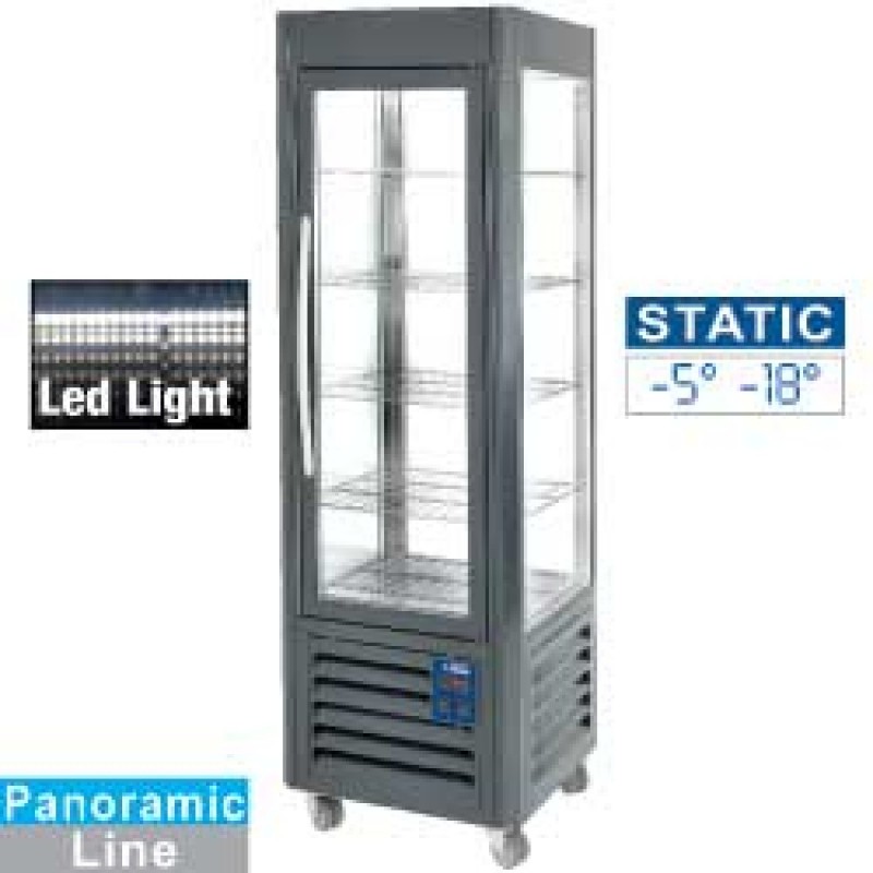 Vitrine panoramique, 5 niveaux, 360 LT, inox. Anthracite