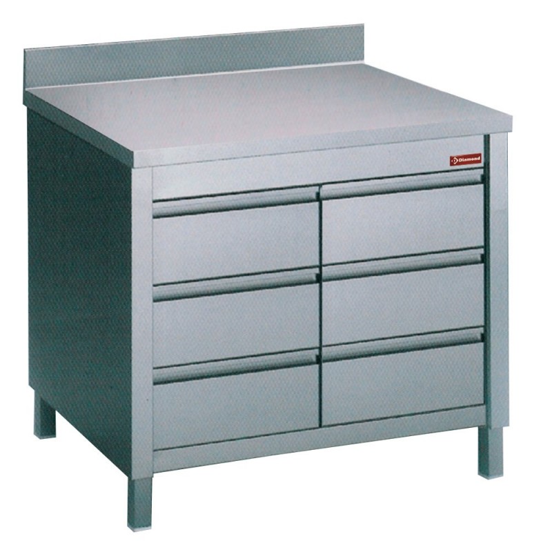 Table sur armoire avec 6 tiroirs