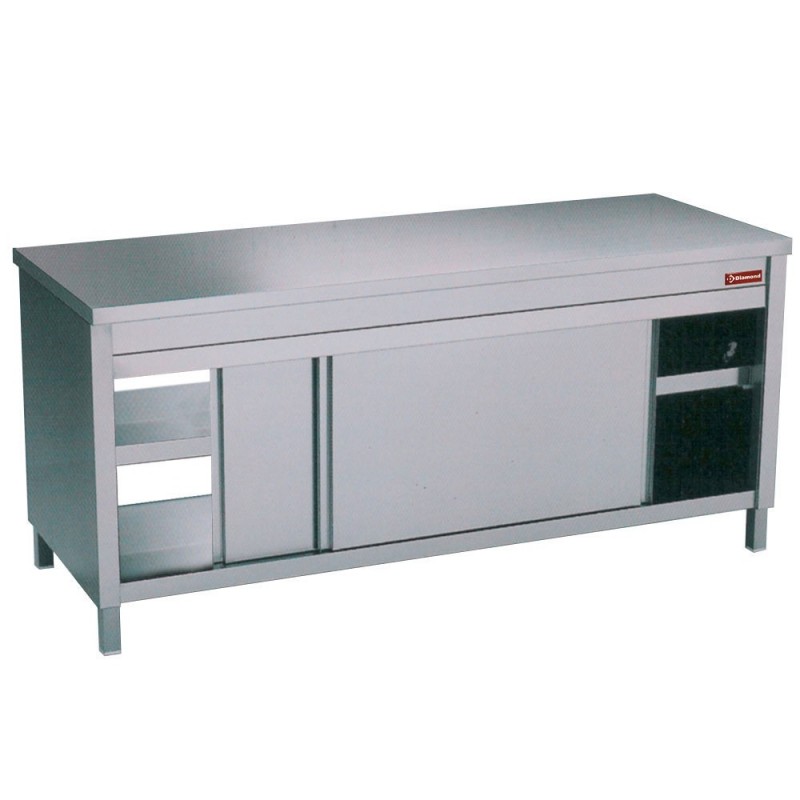 Table sur armoire neutre "traversante centrale"