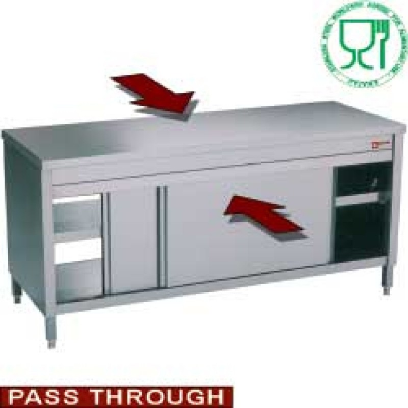 Table sur armoire neutre "traversante centrale"