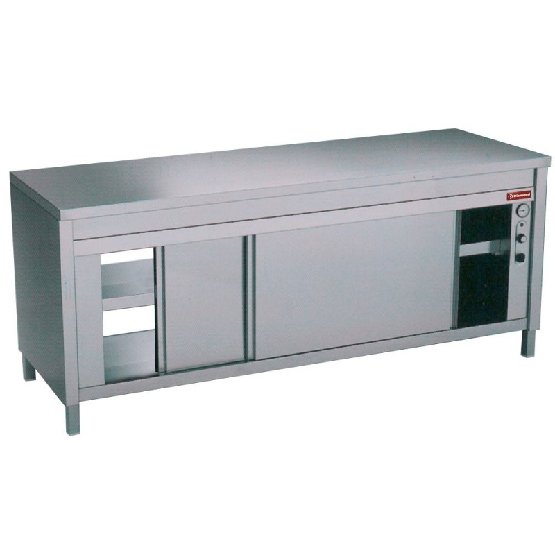 Table sur armoire chauffante "traversante centrale"