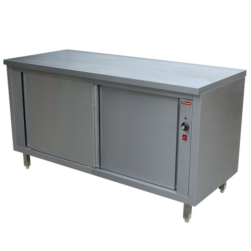 Table armoire chauffante, portes coulissantes "traversante centrale"