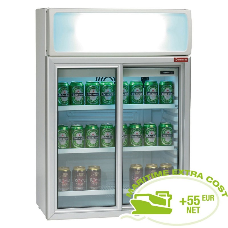 Vitrine de table, 100 litres, portes coulissantes avec caisson lumineux